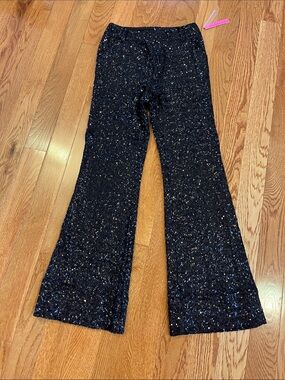Alice + Olivia Black Sequin Flare Jeans